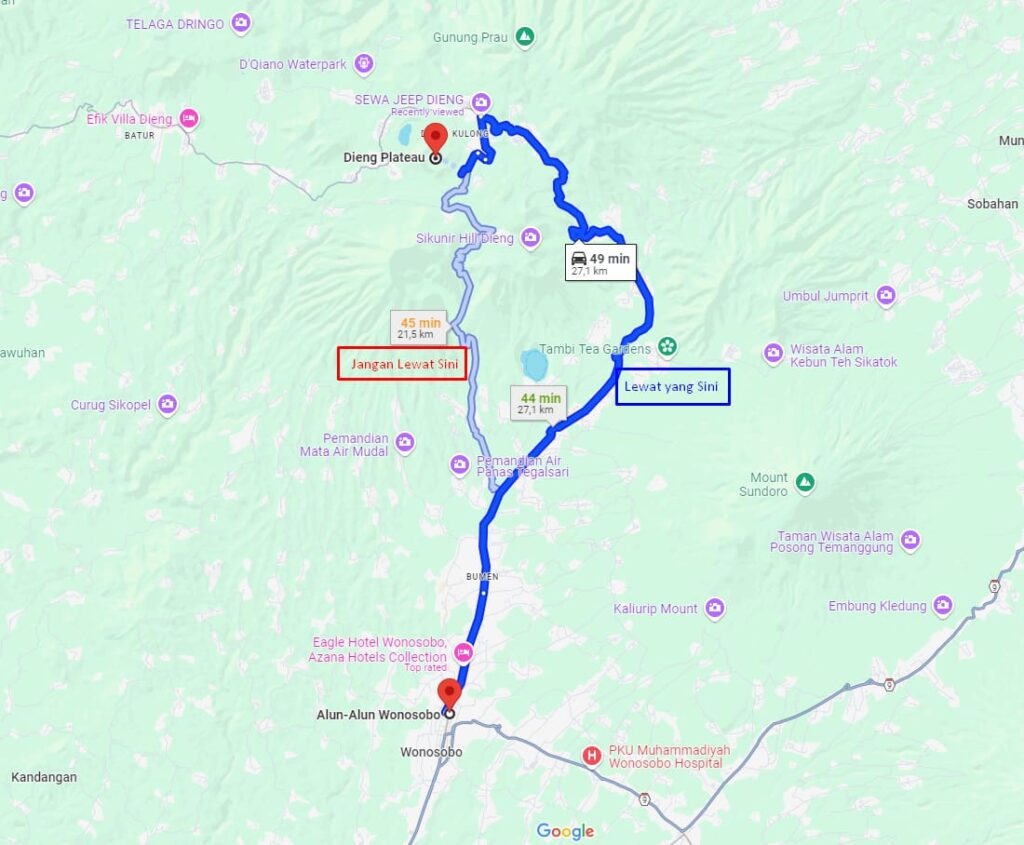 rute wonosobo dieng